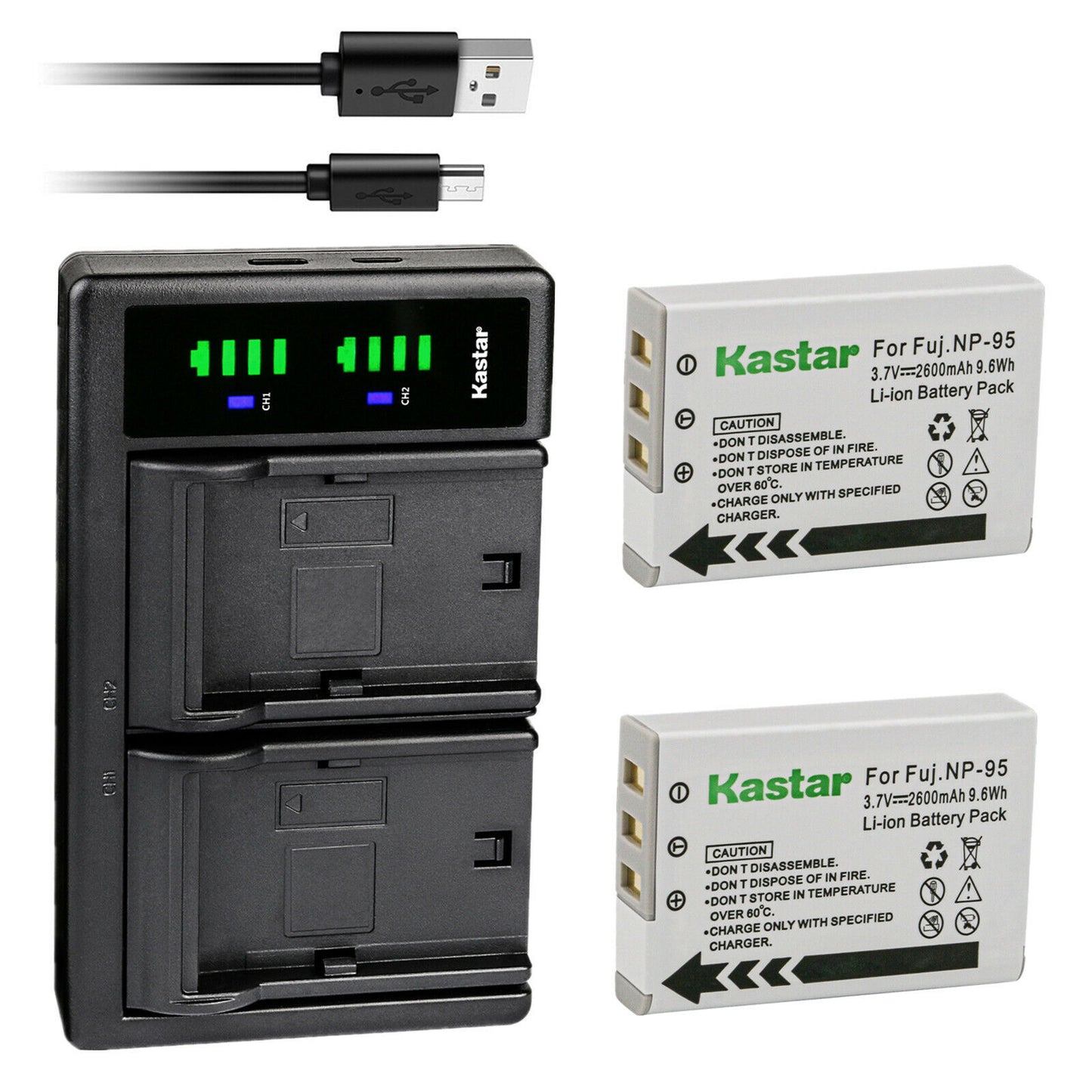 Cargador Dual USB y 2 Baterías para Fujifilm Np-95 Bc-65n, Finepix