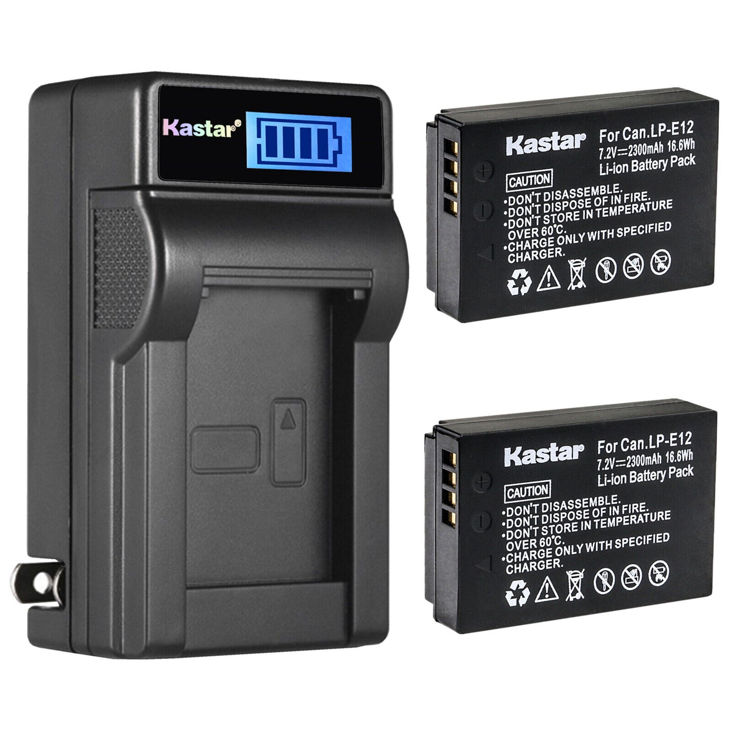 Cargador de pared LCD + 2 Baterías para cámara Canon LP-E12 LC-E12 ,Canon EOS M50